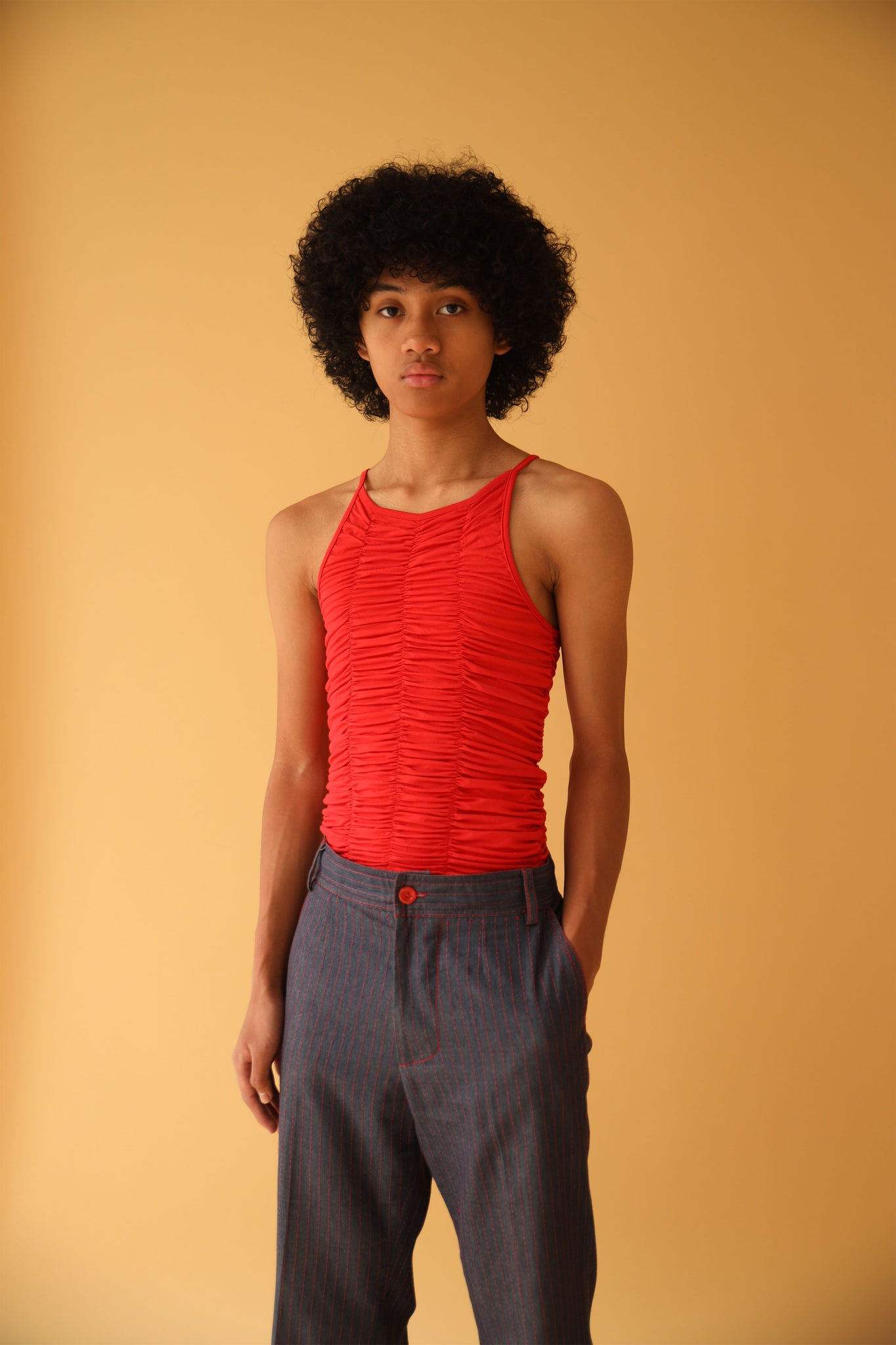 Red fit-cut T-shirt