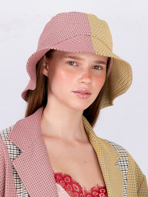 Pink and yellow bucket hat
